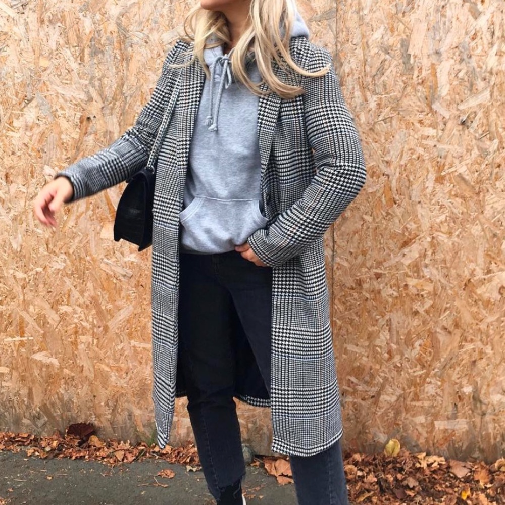 NWT New Look Women's Gray Plaid Coat - Picture 2 of 5